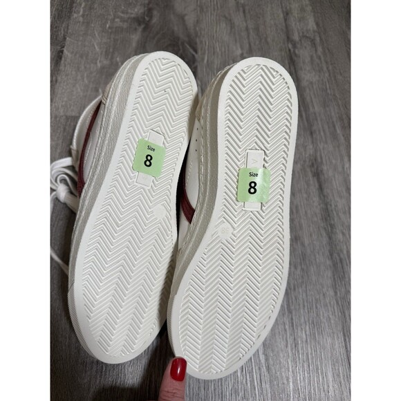 ALOHAS LEATHER HIGH TOP SNEAKER CREAM TAN MAROON LACE UP Women NWOB Size 8 - Picture 6 of 10